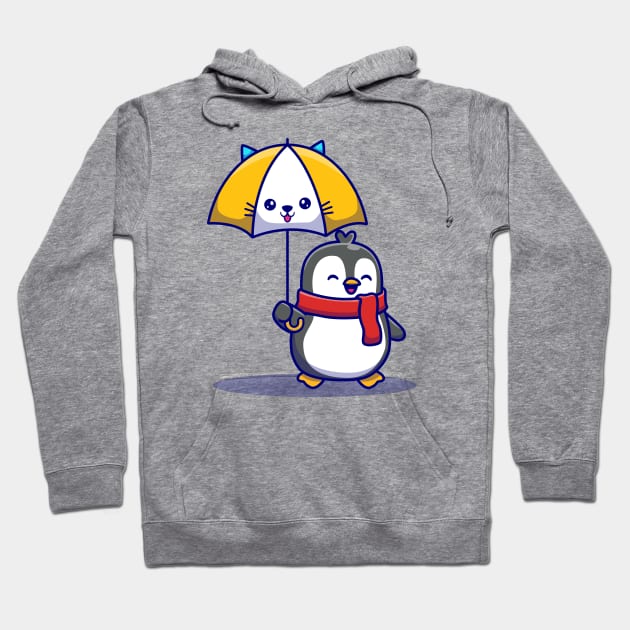 Cute Penguin With Cute Umbrella Hoodie by Catalyst Labs